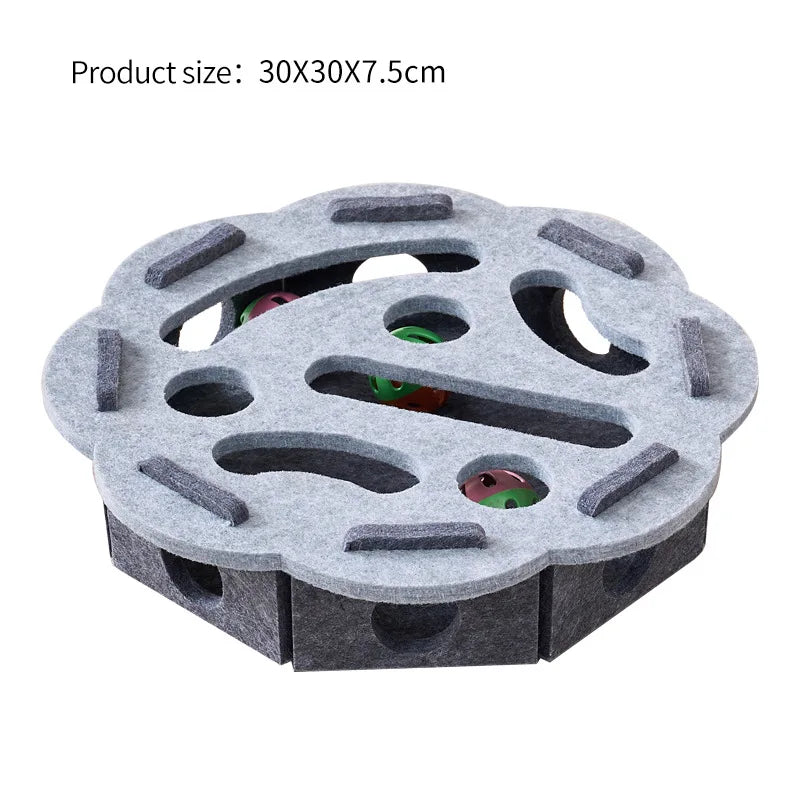 Interactive Felt Cat Puzzle Toy with Maze Tunnel