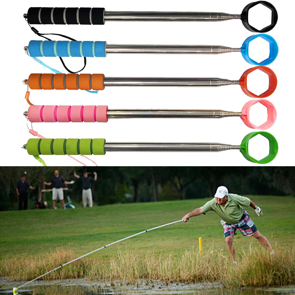 8.86 FT Stainless Ball Retriever Tool Telescopic Golf Ball Retriever Claw Sucker Tool Extendable Golf Ball Retriever for Golfer