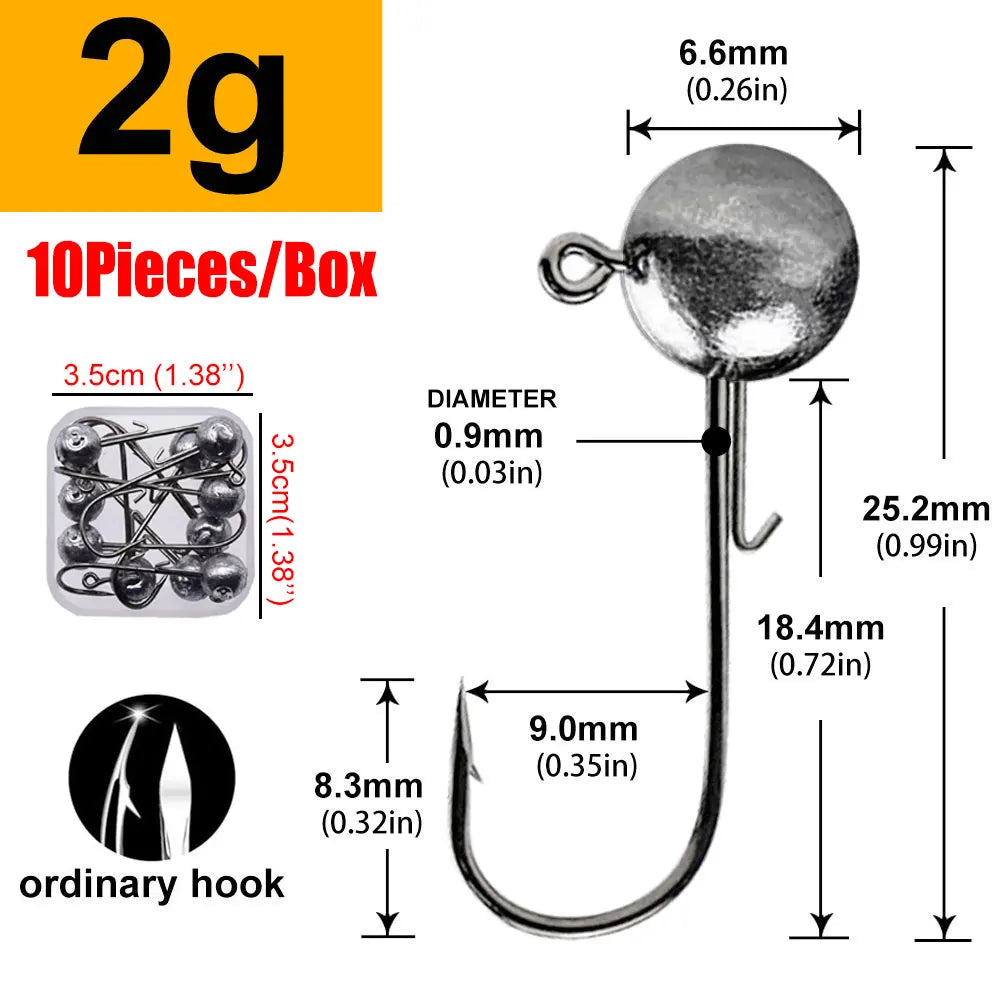 MrLurion Package Box 2g 3g 5g 7g 10g 12g 16g 20g jig head hook for fishing tackle ,crank carbon lure hook for worm soft