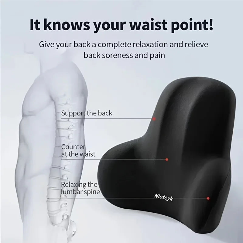 1pc Memory Foam Lumbar Back Cushion for Car Office Gaming Chairs and Postpartum Waist Support Multi Functional Pain Relief Pillo