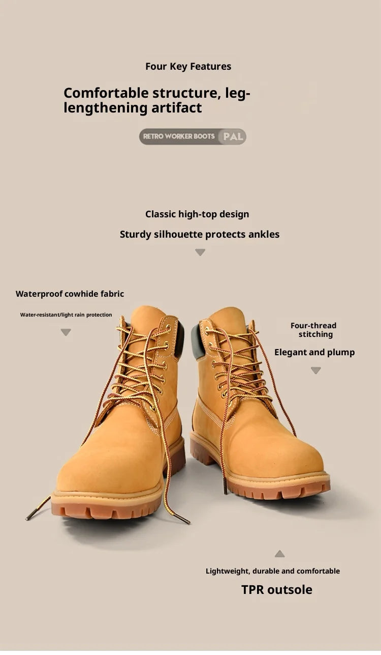 Men's Ankle Boots Leather Lace Up Non Slip Winter Warm