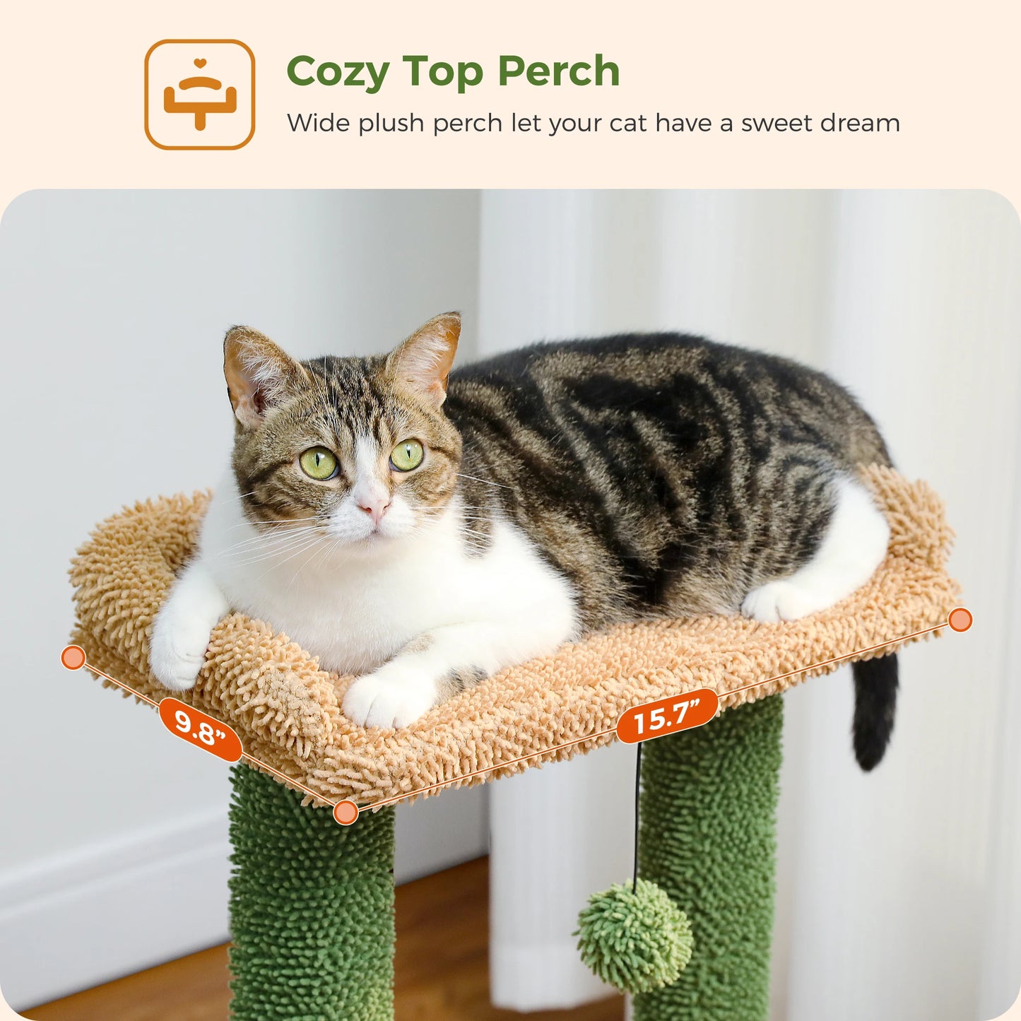 Small Cat Tree with Cozy Condo Hammock Top Perch Cat Scratching Post for Indoor Multi-Level Cat Tower Cat Scratcher Kitten Toys