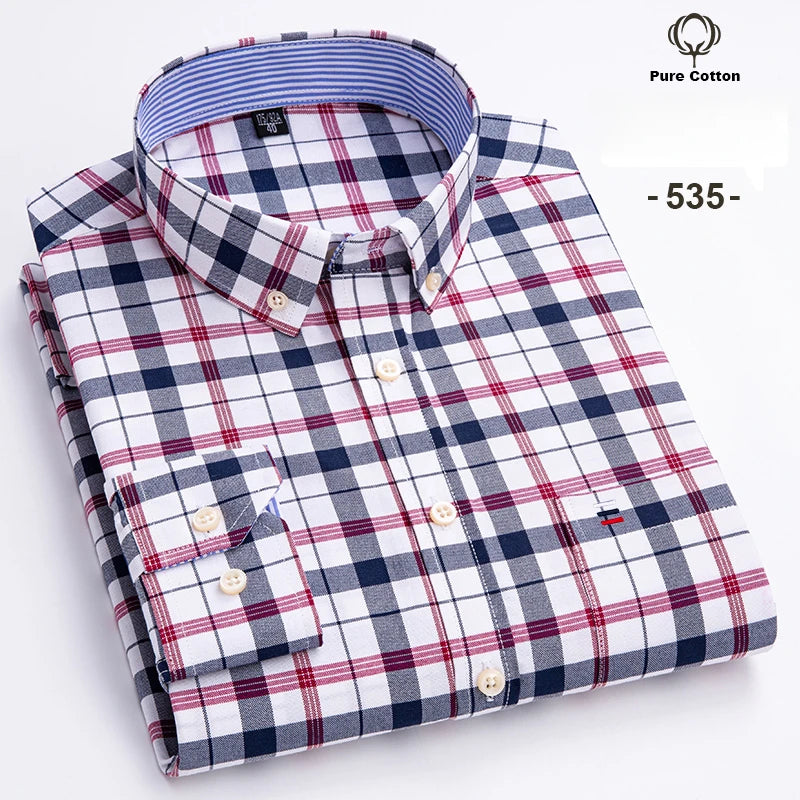 Fashion over size 7XL long-sleeve shirts for men 100%cotton Oxford slim fit plain shirt soft casual elegants designer clothes