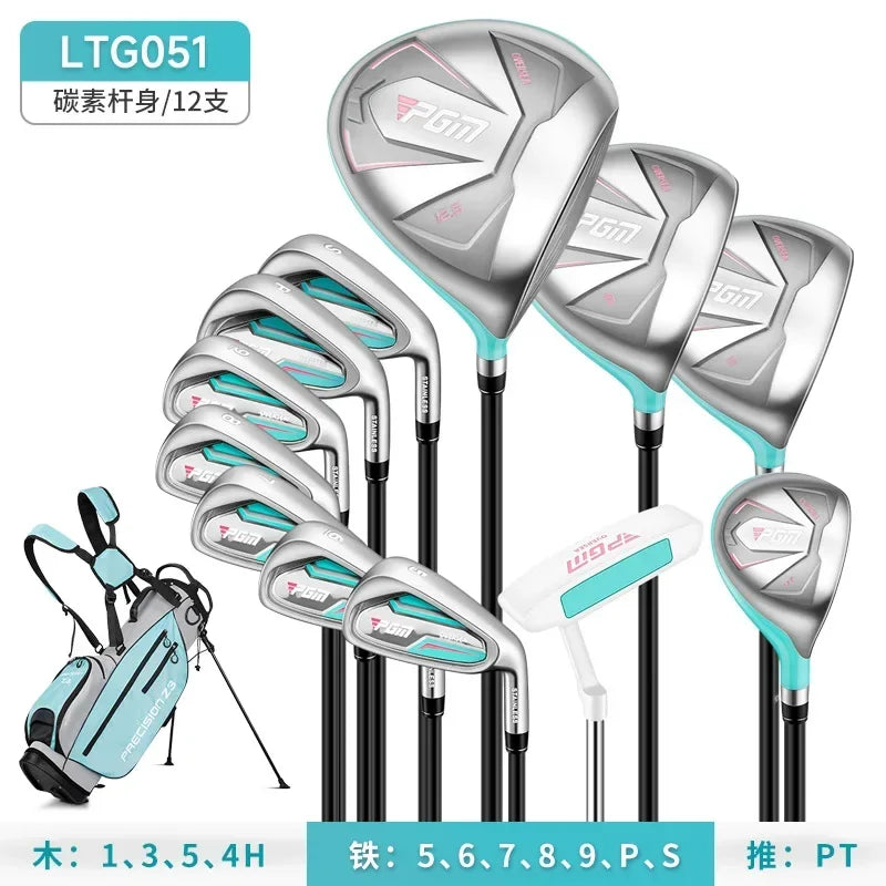 PGM Women Golf Clubs Set with Golf Bag Stainless Steel / Carbon Shaft Iron Wood Driver Beginer Training Golf Supplies  LTG051