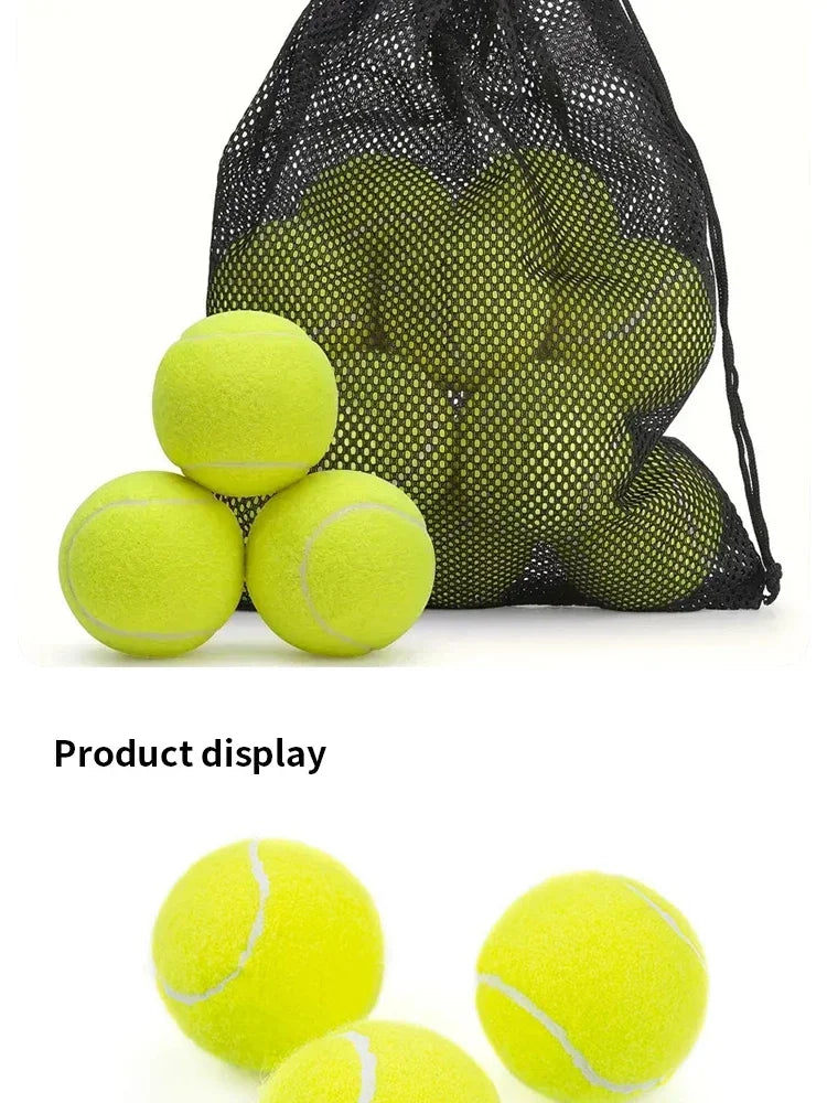 3pcs Professional Rubber Tennis Ball High Resilience Tennis Practice Ball for School Club Competition Training Exercises