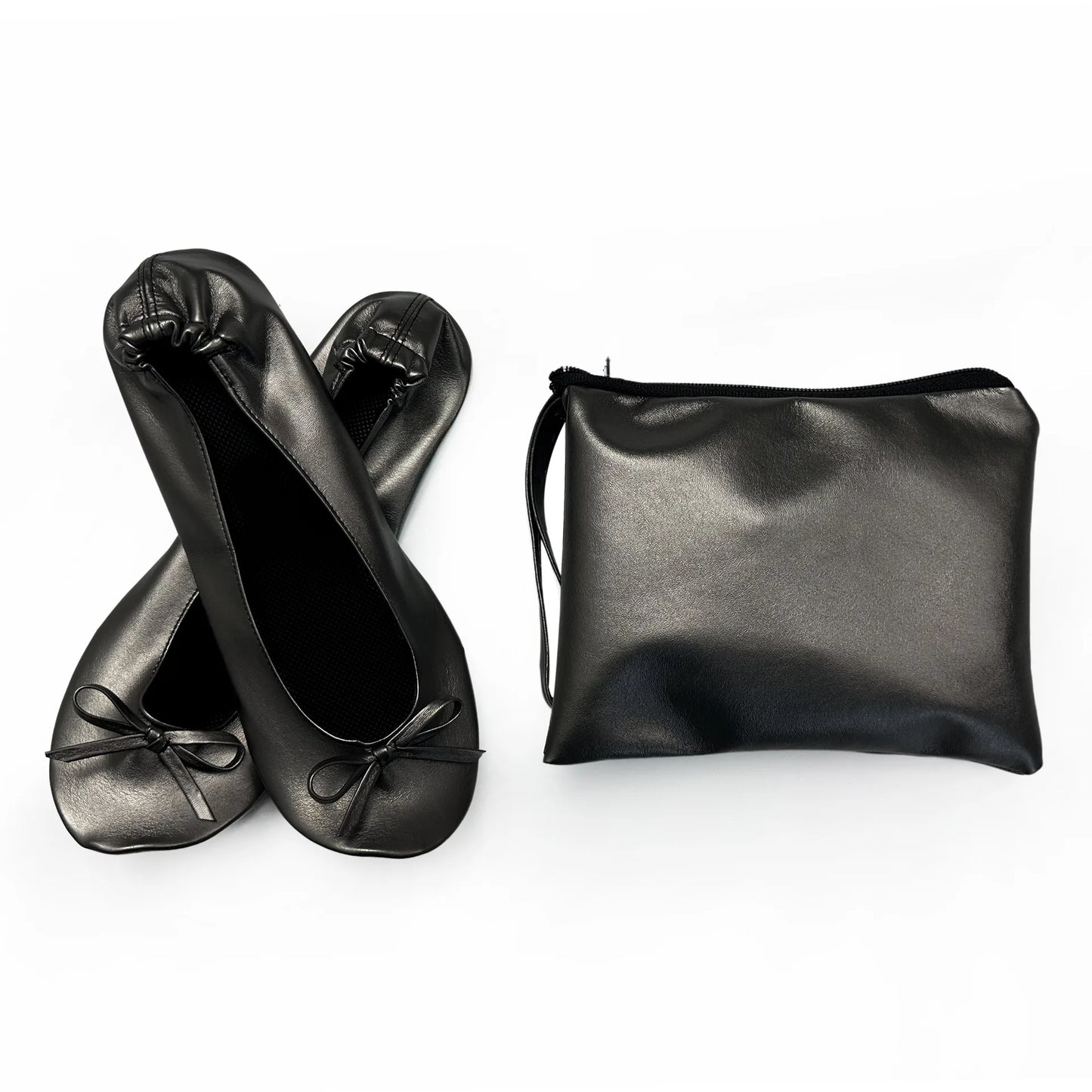 Women's Foldable Portable Ballet Flats For Indoor Use Roll Up Slippers, Conveniently Packaged, With Bag, For Travel Wedding