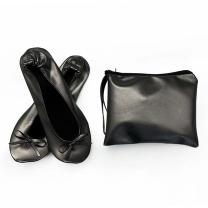 Foldable Women Ballet Flats Roll-Up Slippers With Bag For Travel