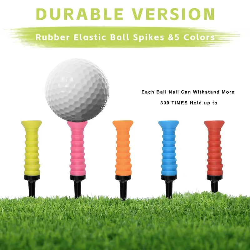 5Pcs Premium Elastic Golf Tees 83mm/3.24'' Rubber Ball Tee Holder Durable Flexible Golf Accessories