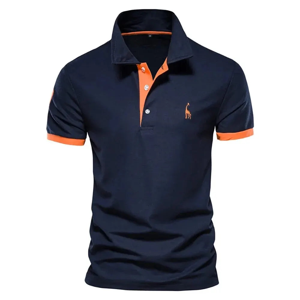 Dropshipping Polo Giraffe Shirt Men Quality Embroidery Summer Short Sleeve Polo Casual Business Social Mens Polos BR Size