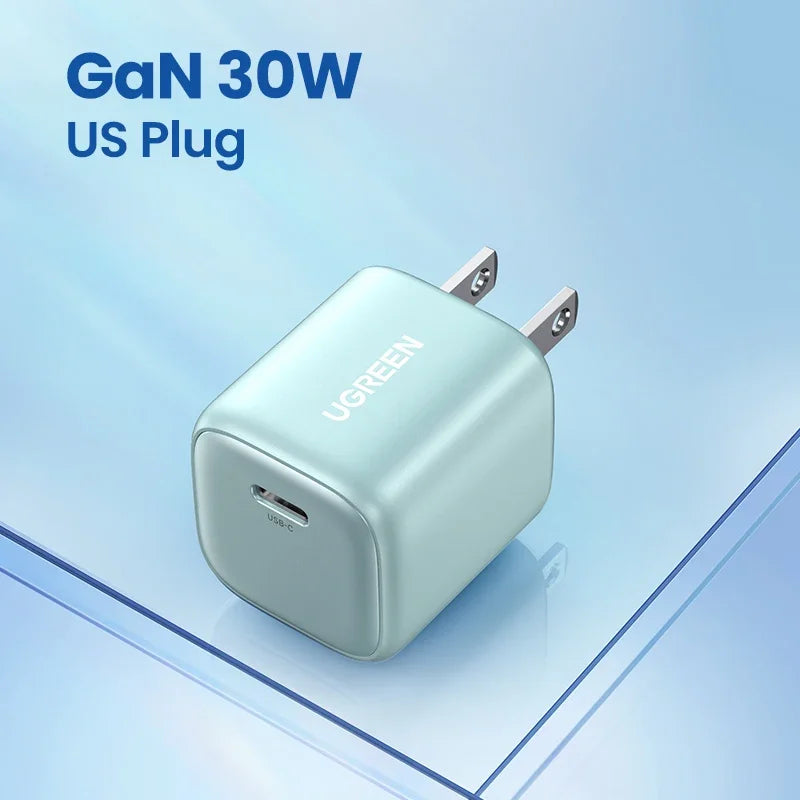 UGREEN GaN 30W Fast Charger for iPhone 15 14 13  PD3.0 Charger for iPad Pro samsung Xiaomi Type C Mobile Phone Charger