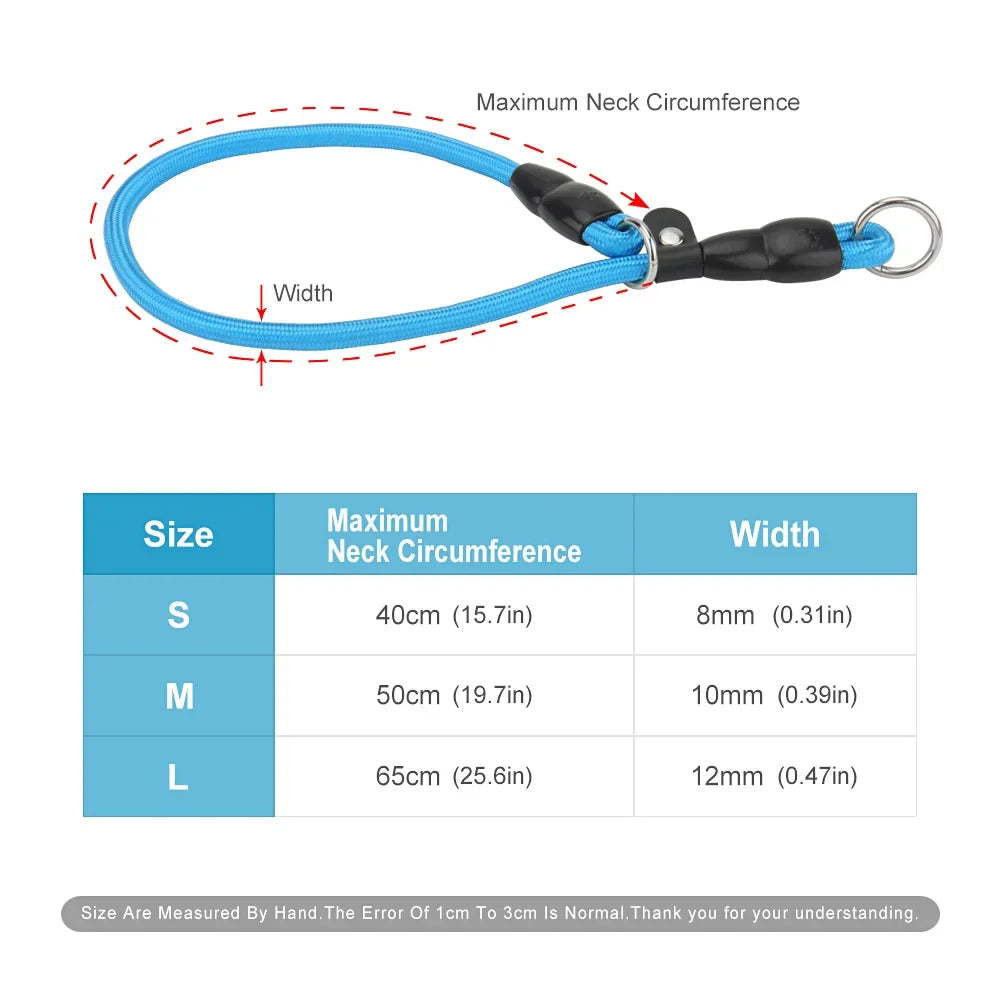 Dog Slip Collar,No Pull Choker Collar for Dogs,Slip Collars with Slidable Stopper,Martingale Collar for Small Medium Large Dogs