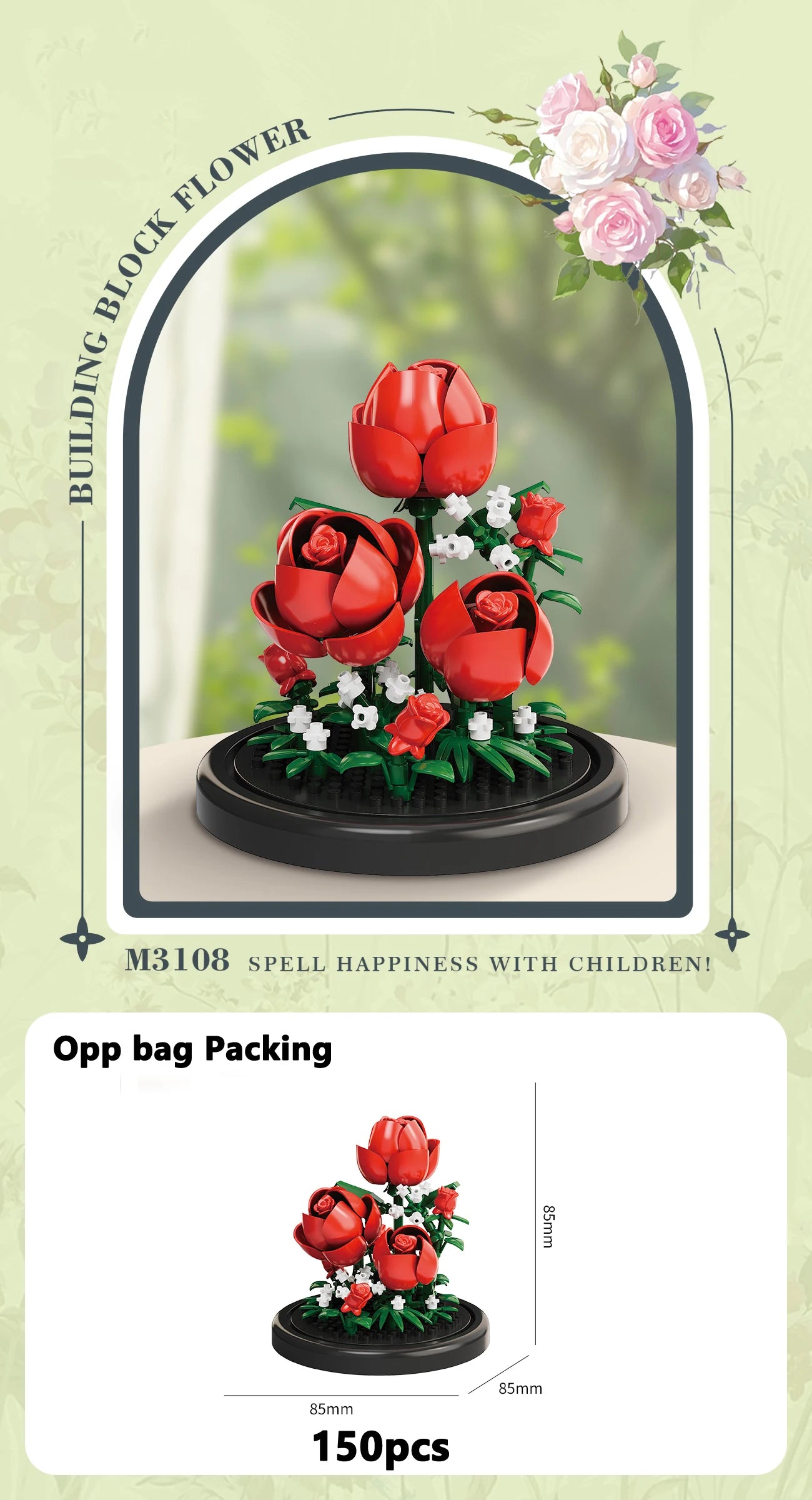 Eternal Flower Bouquet Bonsai – Micro Building Blocks Puzzle Toy for Kids, Birthday & Christmas Gifts