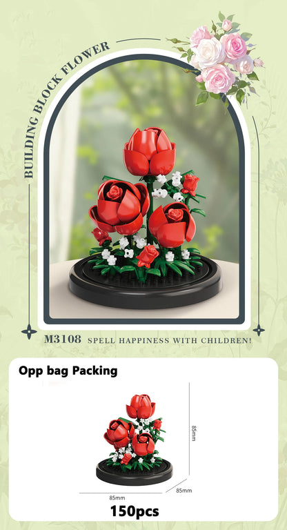 Micro Building Block Plastic Plant Bonsai Kit Flower Bouquet Puzzle Toy