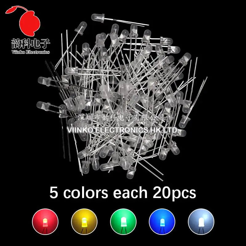 3MM 5MM Light Emitting Diodes Electronics Kit Box F3 F5 LED Diode Assorted Kit White Green Red Blue Yellow Orange