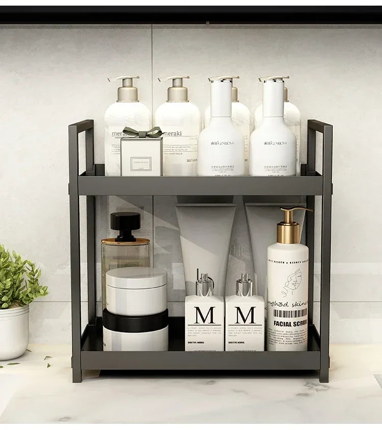 Dressing table, cosmetics organization rack, double-layer skin care stand, home and office countertop, bathroom rack