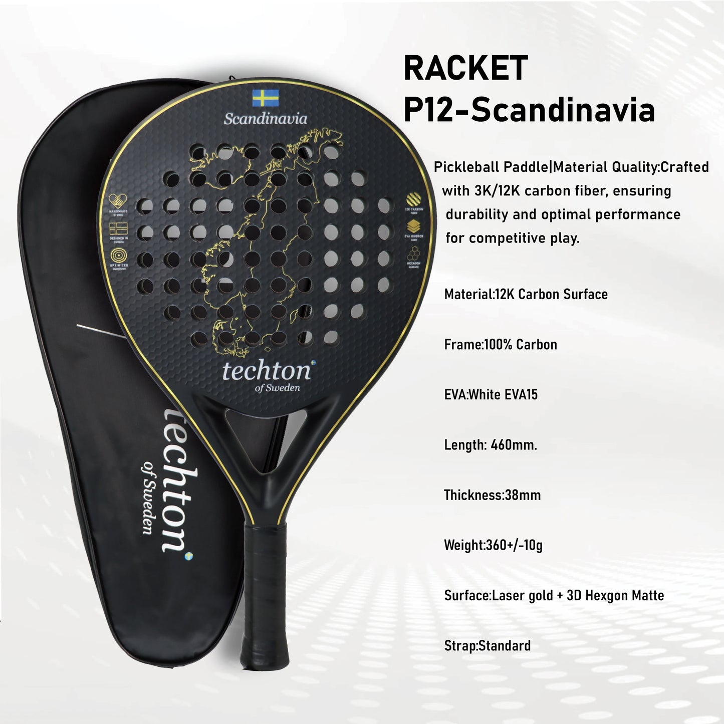 Pala Padel Raquetas de Tenis Racket Paddle Racquet EVA Soft 100%/3K/12K Carbon Fiber 3D Hexgon Paddle with Padel Bag Accessories