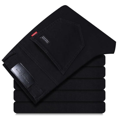 Men's Black Denim Jeans, Straight Leg, Stretch, Casual Work Trousers