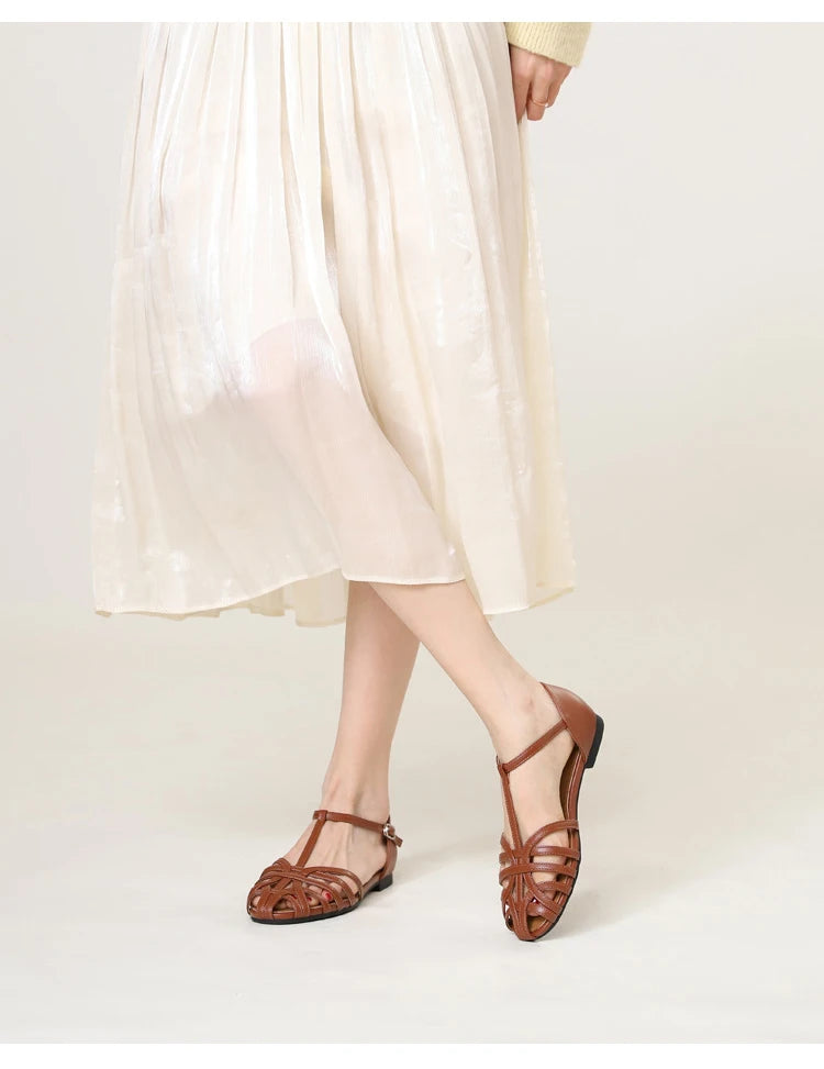 ZAROY Summer Cross Strap Flat Sandals Women Round Toe Ankle Buckle Hollow Casual Roman Sandalia Zapatos De Mujer сандали