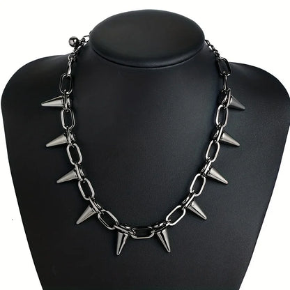 Punk Gothic Studded Rivet Spikes Necklace Choker Iron Alloy