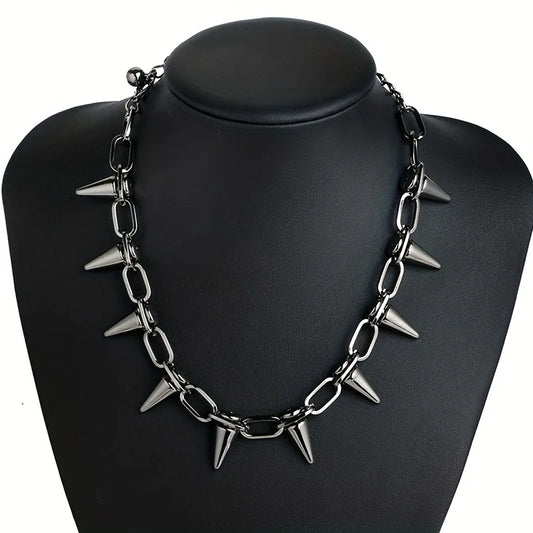 Punk Gothic Studded Rivet Spikes Necklace Vintage Choker Hip Hop Necklace For Party Birthday Valentine's Day Lovers Gifts