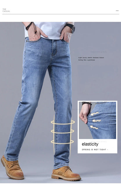 Men's Slim Jeans Denim Pants With Stretch Light Blue