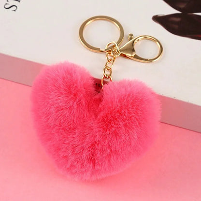 Heart-Shaped Rainbow Plush Keychain, Bag Pendant And Car Keyring