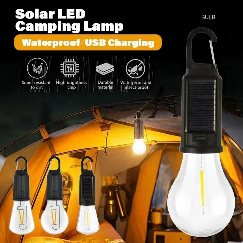 Solar Powered Camping Lamp Handheld Tungsten Filament Atmosphere Lamp