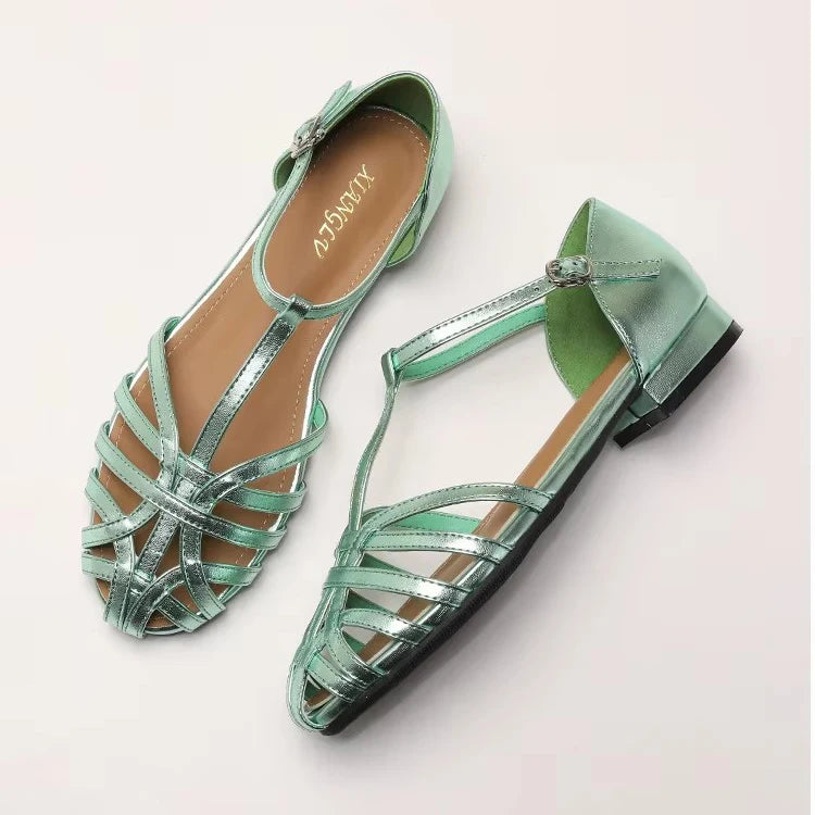 ZAROY Summer Cross Strap Flat Sandals Women Round Toe Ankle Buckle Hollow Casual Roman Sandalia Zapatos De Mujer сандали