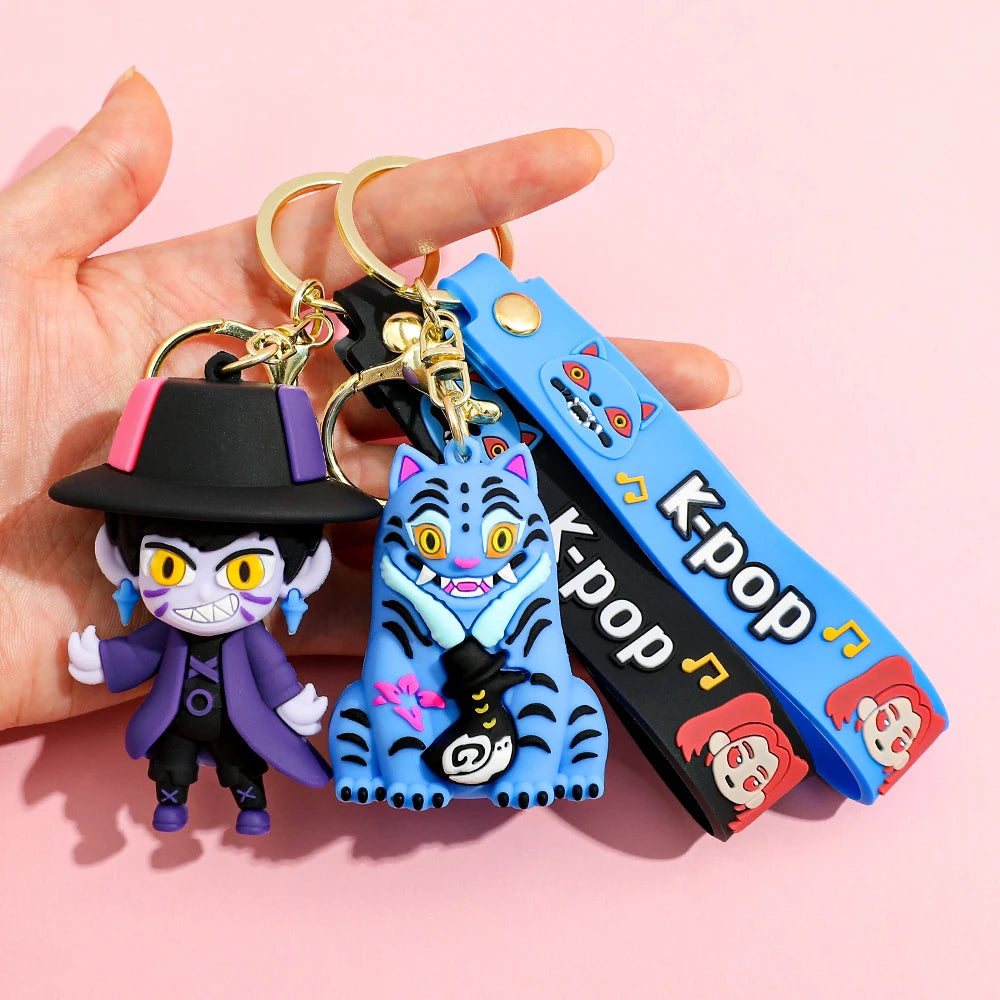 KPOP Demon Hunters Tiger Keychain – Cute PVC Key Ring for Kids & Fans