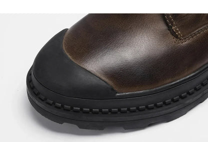 Genuine Leather Mens Ankle Boots, Zip Closure, Winter Use