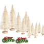 12 Mini Xmas Trees + 8 Small Wreaths – Frosted Bottle Brush Set