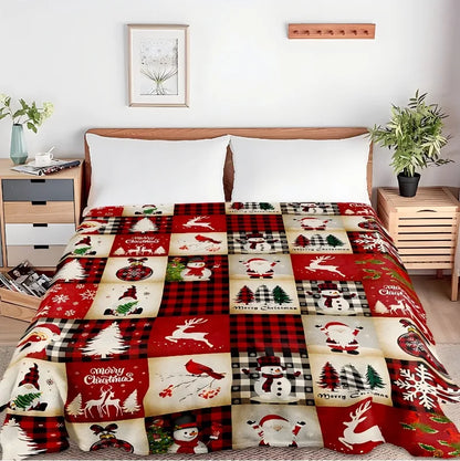 Plaid Christmas Flannel Blanket 100 Percent Polyester Throw