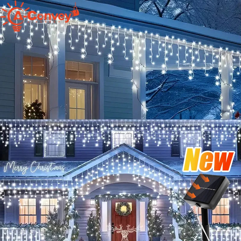 Solar Icicle String Lights – Outdoor Waterproof Fairy LEDs