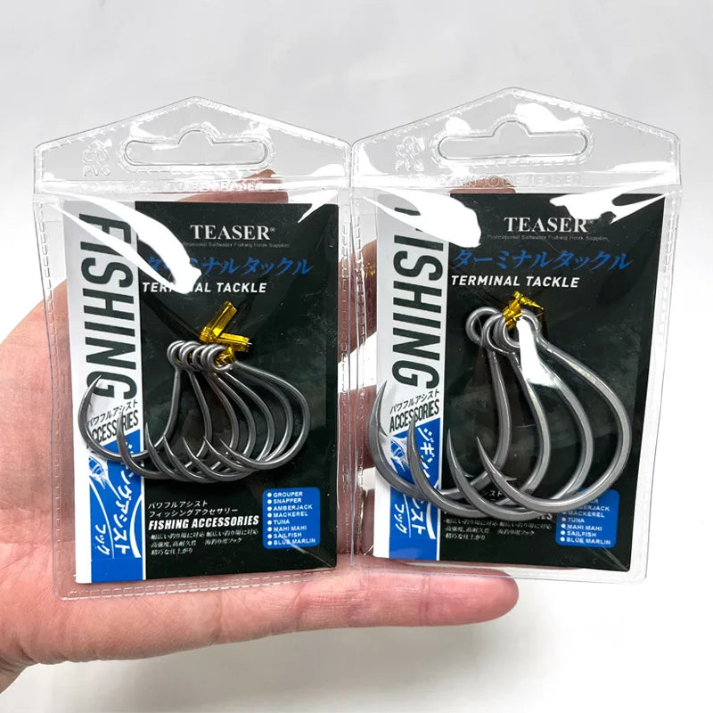 TEASER 8091 5X DIABLO Saltwater Popper Fishing Hook 2/0 3/0 4/0 5/0 7/0 Super Rust-proof Fishing Inline Single Heavy Hook