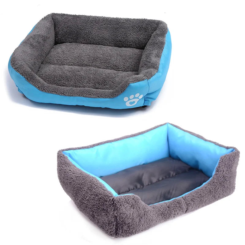 Large Square Dog Bed – Plush Cat Nest and Dog Sofa, All-Season Waterproof Mattress