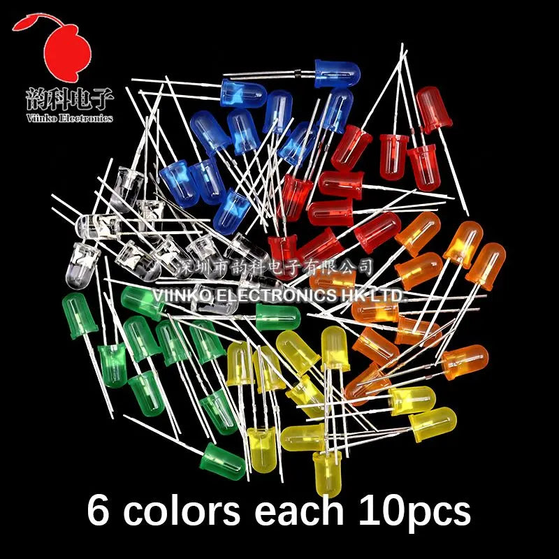 3MM 5MM Light Emitting Diodes Electronics Kit Box F3 F5 LED Diode Assorted Kit White Green Red Blue Yellow Orange