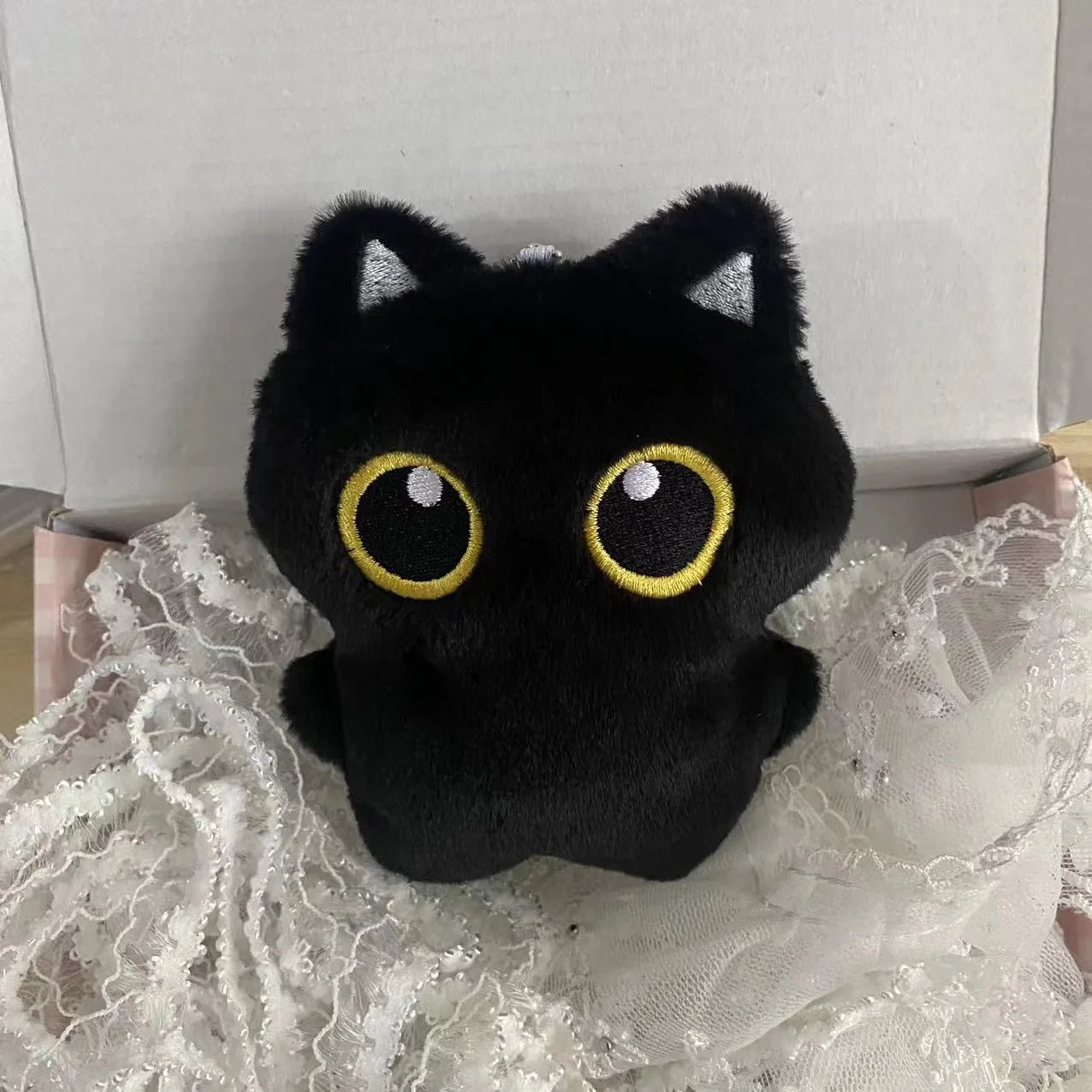 Mini Black Cat Plush Keychain – 10cm Soft Stuffed Toy Gift