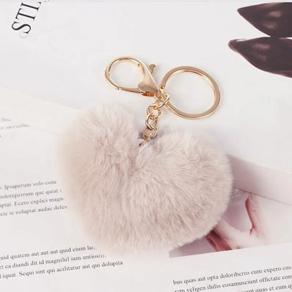 Heart-Shaped Rainbow Plush Keychain, Bag Pendant And Car Keyring