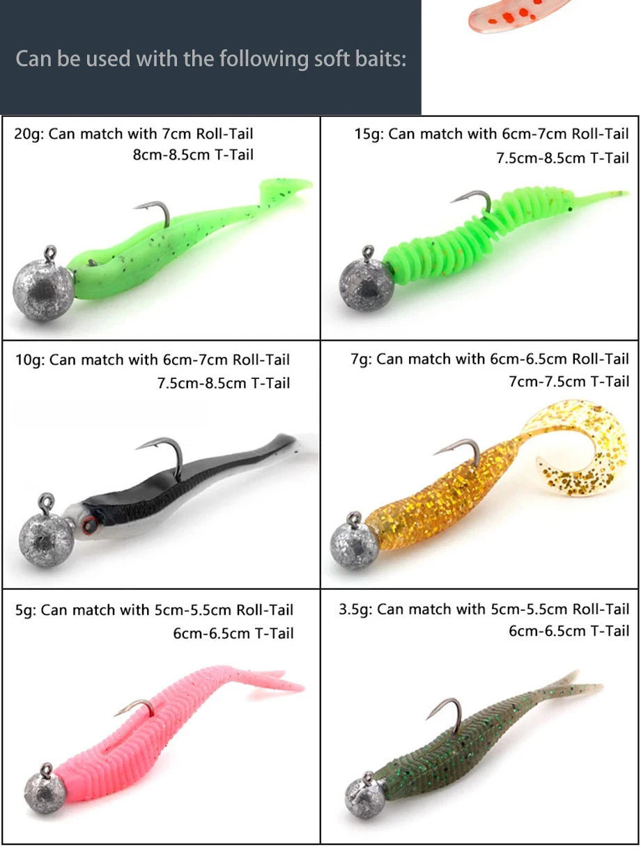JYJ 1g 2g 3g 4g 5g 10g 20g 22g 25g 28g crank Jig head hook fishing hook head Jig lure hard bait soft worm jig hook for fishing