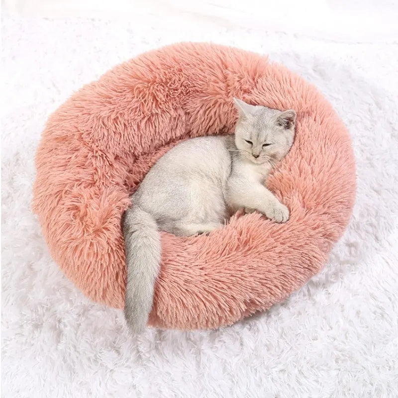 Round Plush Pet Bed – Super Soft Winter Sleeping Bed for Dogs and Cats (40–90cm)