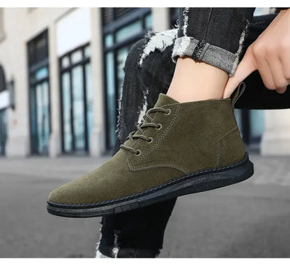 Men's Chelsea Boots Lace-Up Suede Black Ankle Boots