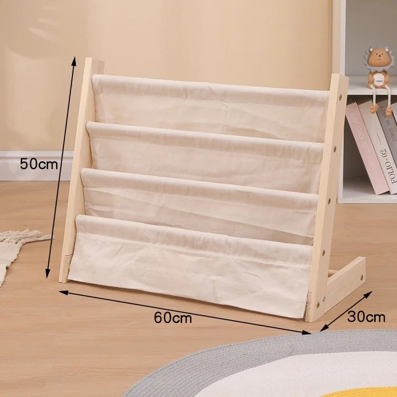 Wooden Movable Kids Bookshelf Multi-Layer Storage Bookcase Floor Standing Reading Shelf for Children's Books & Toys