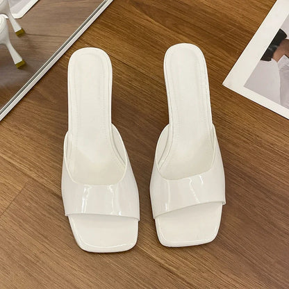 Women High Heel Sandals Black Open Toe Square Toe US 5