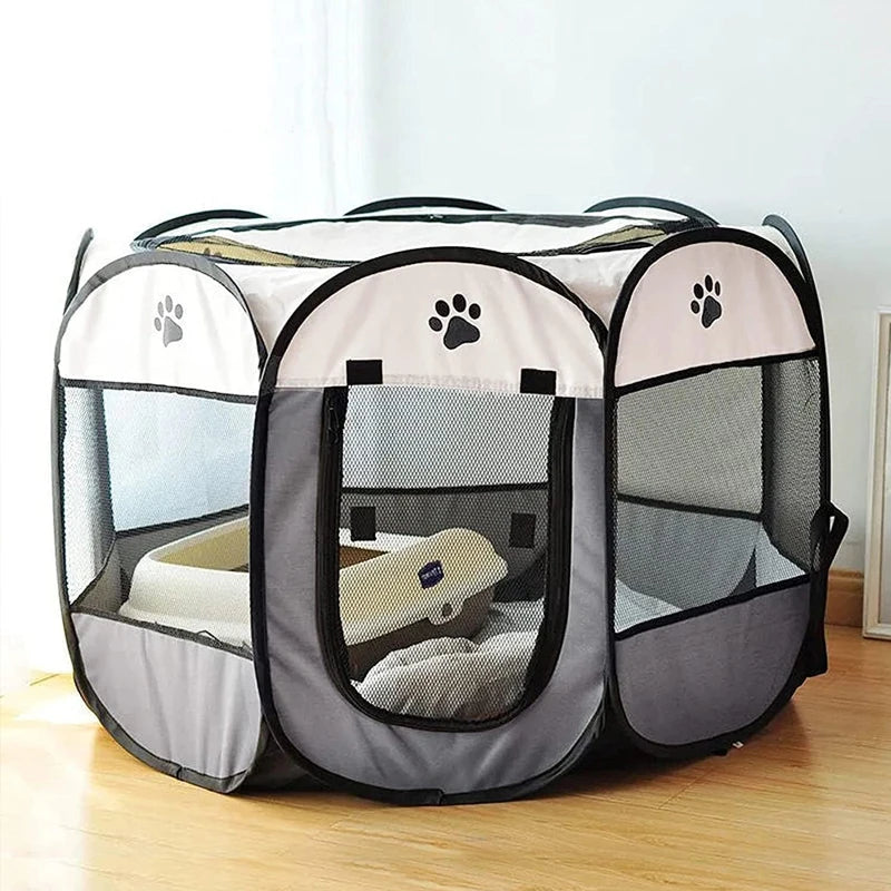 Folding Pet Tent Dog House Camping Accessories Pet Cage Octagonal Cage Fence Outdoor Playpen Puppy Shelter