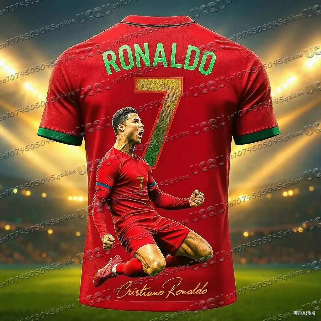 26 New Football Jersey 3D Printed NO.7 Ronaldo Boys Girls Training Women's Sports Breathable Short Sleeve Kids/Men's T-shirt Top