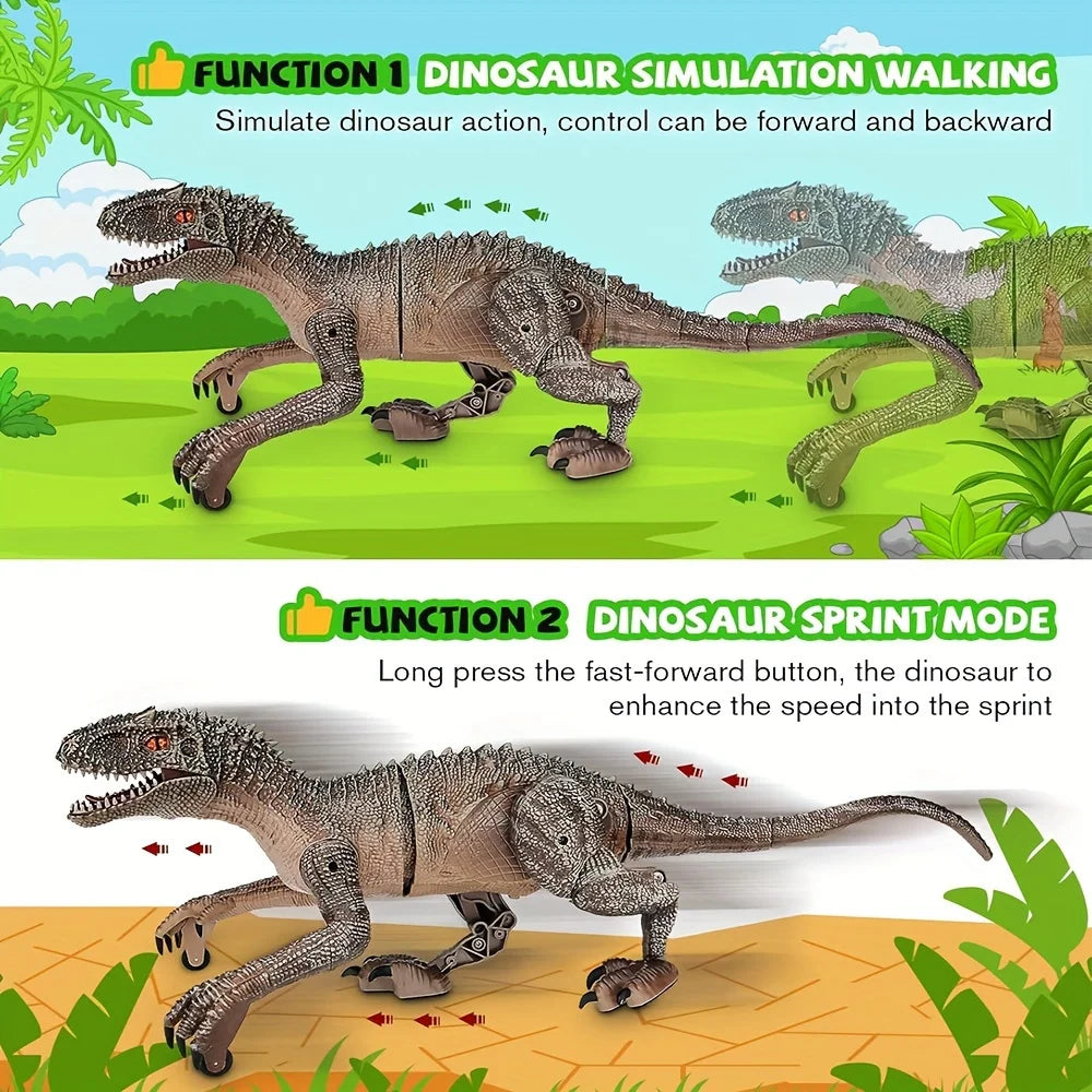 Remote Control Dinosaur Toys Kids RC Electric Walking Jurassic Dinosaur Simulation Velociraptor Toy With LED Light And Roaring