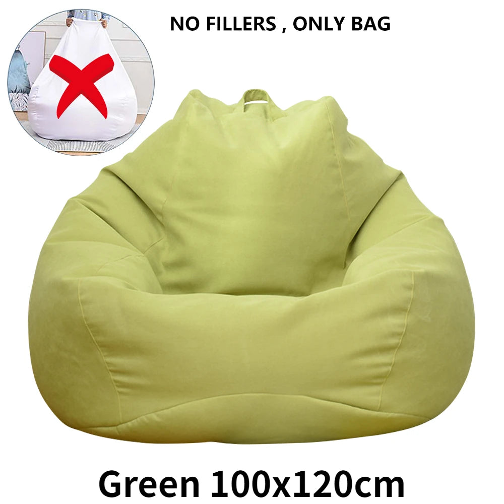 Lazy Sofa Cover Solid Chair Covers Without Filler Linen Cloth Lounger Seat Bean Bag Pouf Puff Couch Tatami Living Room Beanbags
