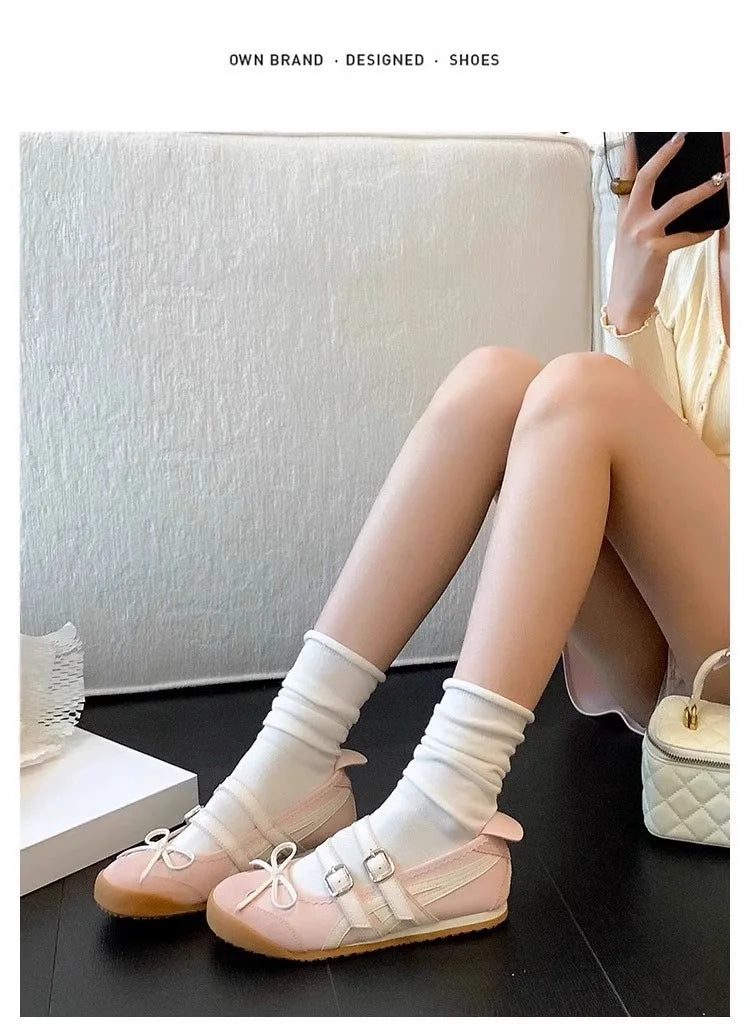 Women Flats Bow Ballet Dance Mary Jane Shoes Summer Sandals 2024 Fashion New Brand Dress Designer Casual Shallow Zapatos Mujer