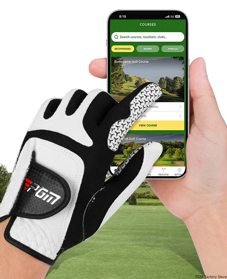 PGM Professional Golf Gloves Microfiber Cloth Fabric Breathable Non-Slip Club Swing Putting Training Glove ST037