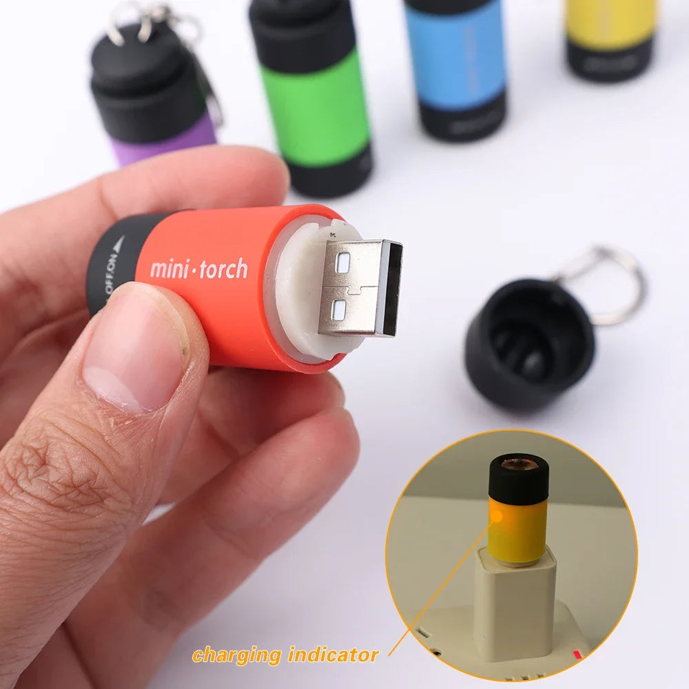 LED Micro Pocket Flashlight USB Rechargeable Keychain Waterproof
